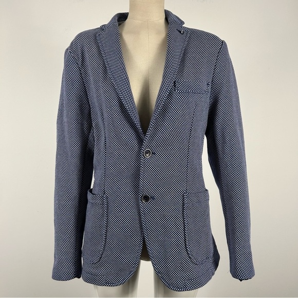 ❤️ Zara Navy Patterned Blazer 40 - Picture 3 of 11